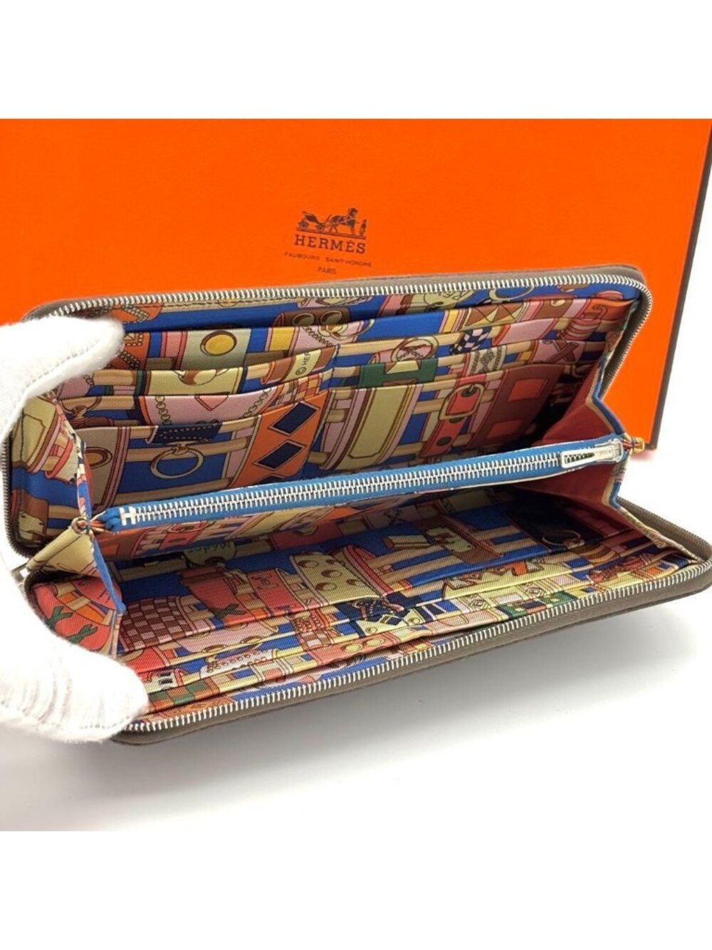 Hermes Wallet Azap Long Silk'in Etoupe Greige
